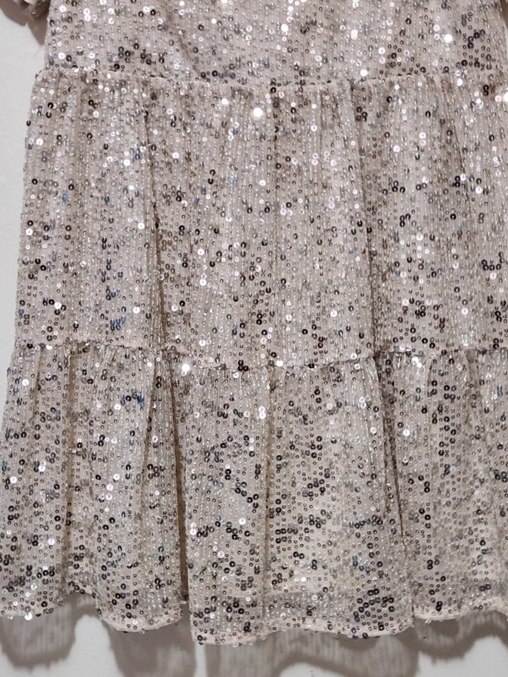 Cat & Jack Champgne Sequin Tiered Dress Glitz Extra Twirl-Worthy Pop Party-Ready - Picture 5 of 12